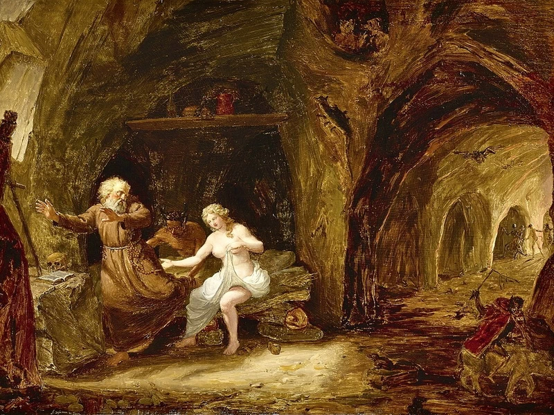 1735-Léonard Defrance - La tentazione di Sant'Antonio in una caverna rocciosa